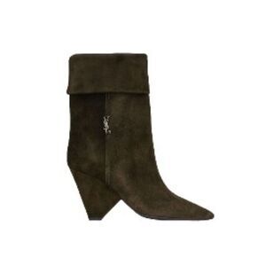 YSL Saint Laurent Liz 85MM Suede Boots in Sabble Brown EU40 NWT